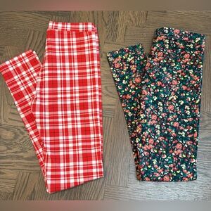 NWT | J.Crew Crewcuts | Girls Leggings Bundle (2) | Plaid + Floral | Size 12